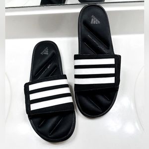 ADIDAS MEN’S Black & White Slides Sz. 11